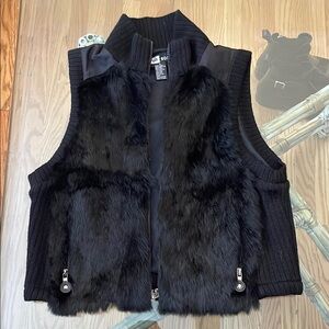 Jamie Sadock Black Rabbit Fur Vest
